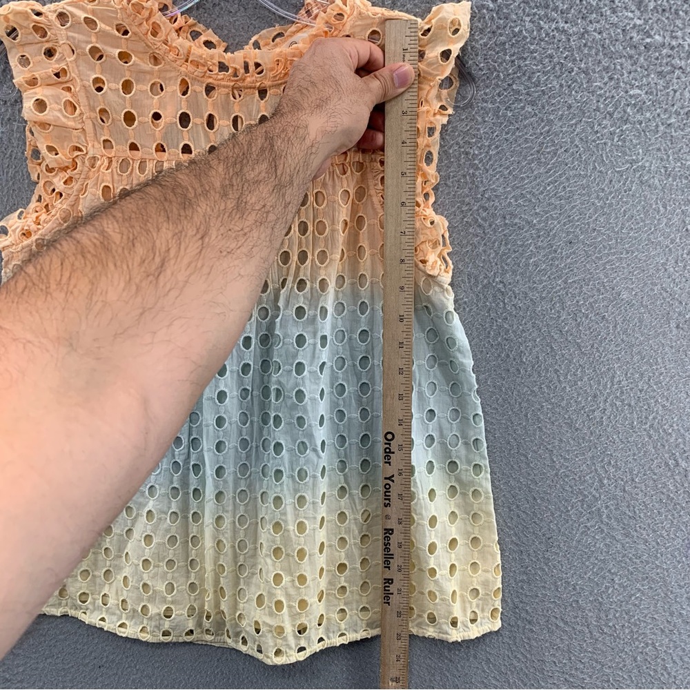 Anthropologie Ollari Ombre Lined Eyelet Pastel Sleeveless Cotton Top Blouse XS - Picture 11 of 12
